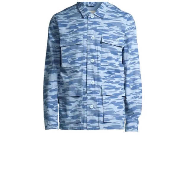 Mens Free Assembly  Fatigue Jacket with Long Sleeves Blue 2XL - Picture 3 of 5